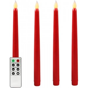 Rhytsing Rot 4 Flammenlose LED Spitzkerzen mit Timerfunktion Led Stabkerzen Tafelkerzen Leuchterkerzen mit warmweißes Licht Höhe je 27.5cm Fernbedienung und Batterien enthalten - BGRNU7N5
