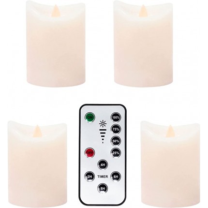 ToCi LED-Kerzen 4er Set | flammenlose Echtwachskerzen mit Fernbedienung Timer | elektrische Kerzen mit Dimmer Elfenbein - BMVHEKN3