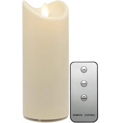 Tronje LED Outdoor Kerze 18cm Stumpenkerze Creme-Weiß mit Timer u. Fernbedienung bewegliche Flamme IP44 UV Hitzebeständig - BLLJFKHA