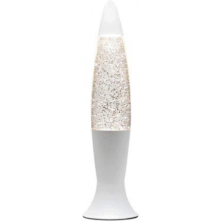 ROXY Elegante Lavalampe Glitzer Weiß Silber H:40cm inkl. G9 Leuchtmittel Retro Glitterlampe Wohnzimmer - BOFKAMJJ