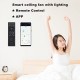 Deckenleuchte mit Ventilator leise weiß Deckenventilator mit Beleuchtung App und Fernbedienung; 60 W 6000 lm dimmbar LED für Wohn- Schlaf- und Esszimmer 6-Gang Timer - BKHIYK6E