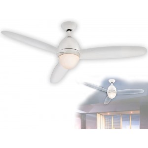 Deckenventilator mit Beleuchtung und Fernbedienung Leise Ventilator Decke mit Licht 3 Flügel Transparent Deckenlampe Weiß mit Lüfter Schlafzimmer 3 Stufen Durchmesser 132 cm - BCDIHD7W
