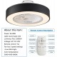 LED Decken Ventilator Einstellbar Deckenventilator Beleuchtung Fernbedienung Dimmbar 3 Gänge 22" 36W 55cm - BQPDXK2K