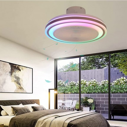 LED Dimmbar Deckenventilator Mit Licht Und Bluetooth 60W Musik Deckenleuchte Farbwechsel Mit Fernbedienung Einstellbare Windgeschwindigkeit Einfache Installation Für Restaurants - BIYCG26K