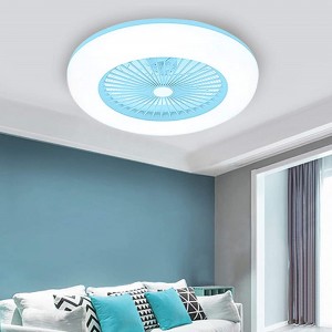 Trintion LED Deckenventilator mit Beleuchtung und Fernbedienung Leise 36W Deckenventilatoren Dimmbar Windgeschwindigkeit für Esszimmer Schlafzimmer Wohnzimmer Blau [Energieklasse A++] - BZIFQVHN