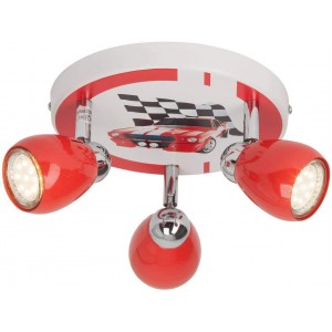 BRILLIANT Lampe Racing LED Spotrondell 3flg rot weiß-schwarz | 3x LED-PAR51 GU10 3W LED-Reflektorlampen inklusive 250lm 3000K | Skala A++ bis E | Köpfe schwenkbar - BMKVCB47