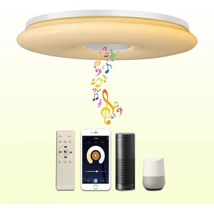 CHYSONGOODS 28W Φ30cm Deckenlampe Alexa Google Home Kompatibel Mit Musik Bluetooth Lautsprecher Deckenleuchte LED Farbwechsel Dimmbar Sternenhimmel Für Badezimmer kinderzimmer - BVRLGEAB