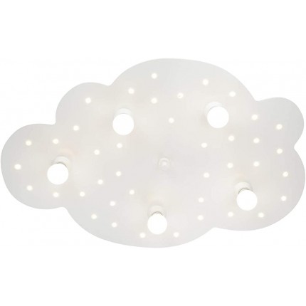 Elobra Deckenlampe Kinderzimmer "Sternenwolke weiß" | Tolle Wolkenlampe mit verschiedenen Leuchtstufen & Sternenhimmel LED Nachtlicht Babylampe weiß Echtholz Made in Germany - BZOVGEKN