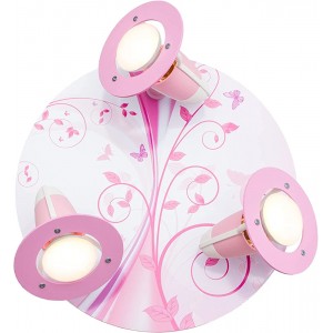 Elobra Deckenlampe Phantasie Kinderzimmer Wandlampe Kinderlampe Schmetterling Lampe Rondell mit 3 schwenkbaren Spots Rosa Mädchen mit E14 Fassung - BFBPZHQ4