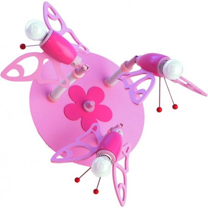 Elobra Deckenlampe Schmetterling Falter Kinderzimmer Wandlampe Kinderlampe Rondell mit 3 schwenkbaren Spots rosa Mädchen mit E14 Fassung - BHPAKVBD