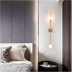 Wandleuchte Wandleuchten postmoderne goldene Wandleuchte Innenkupferglas LED-Wandleuchte Nachttischleuchte kompatibel mit Wohnzimmer-Esszimmer-Schlafzimmer-Hintergrundlampe Color : Cognac  Color - BDXREH37