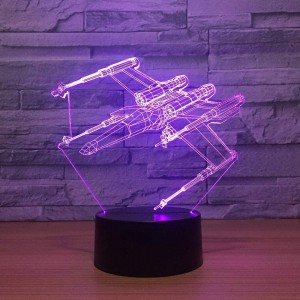 3D Illusion Lampe Usb 7 Farbwechsel 3D Led Nachtlicht Star Wars X-Wing Modellierung Kinder Touch Button Flugzeug Schreibtischlampe Dekoration Mit Laserlicht - BKKOPBBK