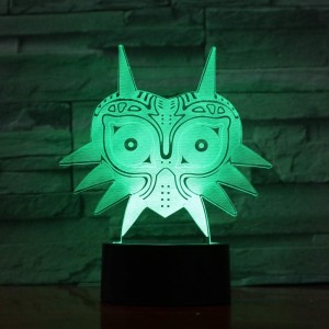 FaceToWind 3D Acryl Nachtlicht Legend of Zelda Figur Majoras Maske 3D Lava Lampe Creative 7 Farbwechsel LED Nachtlicht - BUAKUJKN