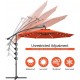 10 FT Patio Offset-Regenschirm mit 360-Grad-Drehung Solarbetriebener LED-Regenschirm mit Kurbelgriff und Kreuzfuß für den Außenbereich M - BBZBN3AK