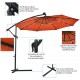 10' Hanging Solar LED Umbrella Patio Sun Shade Offset Market W Base 10ft Solar Powered Offset Umbrella with Cross Base Color : D C - BWHSQ682