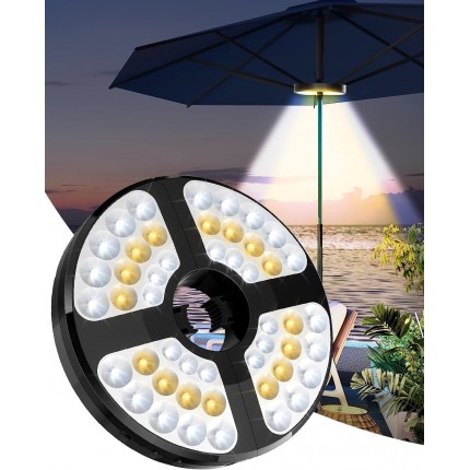 48 LED Sonnenschirm Beleuchtung 3 Modi Beleuchtung Licht Hell Sonnenschirmbeleuchtung USB Aufladen Drahtlose Camping LED Lampe für Garten Strand Außenleuchten BBQ Party Camping - BJQKBVHW