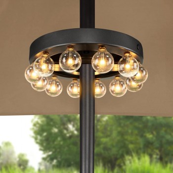 ZHONGXIN Regenschirm-LED-Leuchten für den Außenbereich batteriebetrieben kabellos mit Fernbedienung 12 warmweiße G40-LED-Leuchtmittel für Gartenschirme oder Camping-Zelt - BTDMZ17M