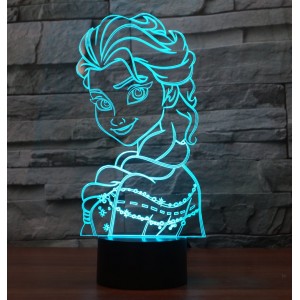 Elsa Hologramm 3d Lampe Nachttischlampe Nachtlicht fürs Kinderzimmer LED Lampe fürs Wohnzimmer - BFKYQ9JH