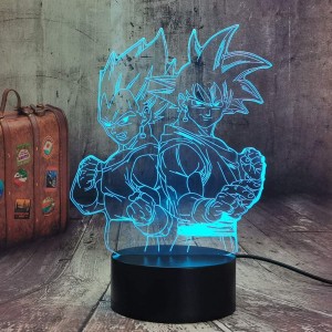 Goku und Vegeta Figur Nachtlampe 3D Z Cartoon Anime Farbwechsel 7 Farben Touch Remote USB Lampe Atmosphäre Beleuchtung Home Tisch Schreibtisch Modernes Dekor Jungen Weihnachtsspielzeug - BDHBI191