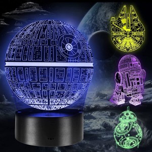 Star Wars 3D Lampe Geschenke LED Illusion Nachtlicht mit 16 Farbwechsel und 4 Mustern Geburtstag Deko Licht Weihnachts Geschenke für Kinder Jungen Herren Fans - BROSUKWD