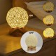 YATOSEEN LED Nachttischlampe Mond Lampe mit Handgewebtem Lampenschirm Nachtlicht USB Tischlicht Nachtlampe mit Holzhalterung Nachtlampe für Schlafzimmer Kinderzimmer und Wohnzimmer - BEOAP2H5
