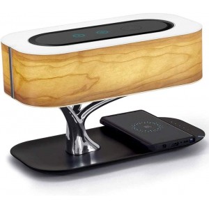 ANUGU Moderne LED-Tischlampe für Schlafzimmer dimmbar Bluetooth-Lautsprecher Telefon-Ladegerät kabellose Schreibtischlampe Nachttischlampe Tischlicht Baumlampe - BQSABBBA