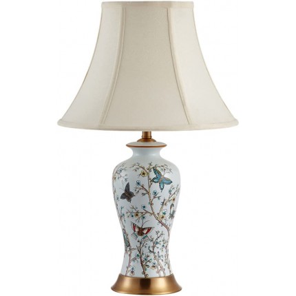 SDUYTDG French Country Decor Keramik weiße Tischlampe für Nachttisch 22,4 Zoll Stoff Lampenschirm für Nachttischlampe Schreibtischlampe für Arbeitszimmer - BADPL66Q
