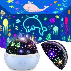 EUCOCO Sternenhimmel Projektor Nachtlicht Kinder 360° Rotation USB Batteriebetrieben Geburtstagsgeschenk Mädchen Jungen - BMRRHQ7B