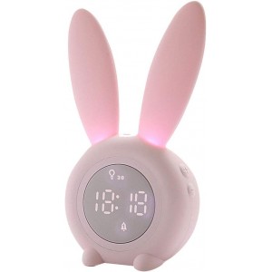 Guer Süßer Hase digitaler Wecker mit LED-Anzeige Temperaturanzeige weiches Nachtlicht Touch-Steuerung und Wecker - BEURF96K