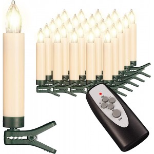 25 kabellose LED Kerzen mit Timerfunktion Dimmer flackernde Flamme und Fernbedienung | Innen und Außen | inkl. Batterien | warm-weiß - BGYCEH6N