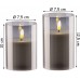 BigDean 2er Set LED Echtwachskerzen im Glas 2 Größen Grau LED-Kerzen mit Timer-Funktion Flammenlose Dekokerzen batteriebetrieben Flackernde Flamme - BBYLBK84