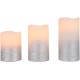 JHY DESIGN Flammenlose Batterie Wachs Kerzen mit 6-Stunden Timer 3er-Set Batteriebetriebene LED Kerze Elektrische Kerze für Laterne Wohnzimmer Garten Bett Essen Tisch InnenGradient Silber - BHHQLV44