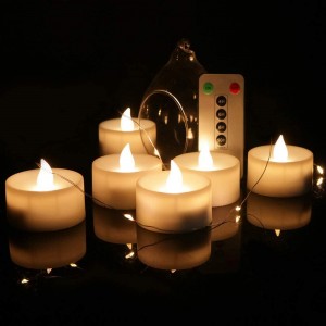 LED Kerzen mit Fernbedienung 6 Stück LED Kerzen mit Timerfunktion Flameless Flickering Tealight with Timer Battery Operate Weiß 5,7 x 3,8 cm - BJNRDWJJ