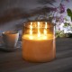 Northpoint LED Echtwachs Kerze im Glas flackernd warmweiß mit integriertem Timer Batteriebetrieben Grau - BENRWWEJ