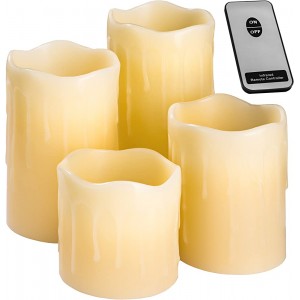 TecTake LED Kerzen mit Fernbedienung | flammenlose Echtwachskerzen | batteriebetrieben | diverse Mengen 4er Set | no. 401005 - BRBPXKB1