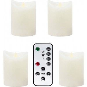 ToCi LED-Kerzen 4er Set | flammenlose Echtwachskerzen mit Fernbedienung Timer | elektrische Kerzen mit Dimmer Weiß - BSIBJ3QQ