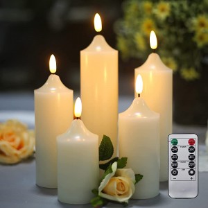 YASENN LED-Kerzen batteriebetrieben 5 Stück flammenlose Kerzen mit Fernbedienung Timer und dimmbar warmweiß flackernd springende Flamme realistische Kerzen Weihnachten - BTFRV38K