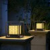 Xungzl LED Schwarzes Finish Solar-Outdoor-Nachlicht Garten wasserdichte Säulenbeleuchtung kreatives Metallmaterial Imitation Marmorlampenschirm Pole Laterne Lampe energiesparende Säulenbeleuchtun - BQPRK61N